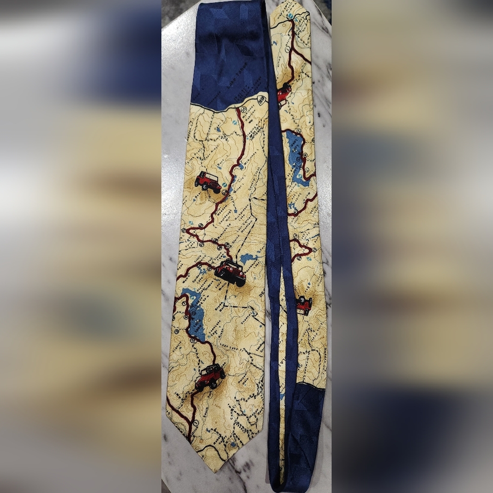 Jeep rural road map neck tie